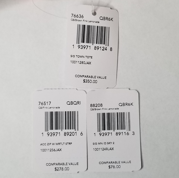 COACH SIGNATURE SET 3P BAG WRISTLET CARD KEYCHAIN - Picture 8 of 13